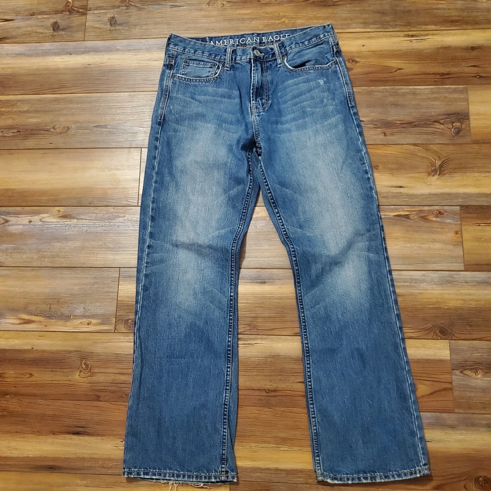 American Eagle Mens Blue Medium Wash Straight Leg Denim Jeans 32x32 1143241892